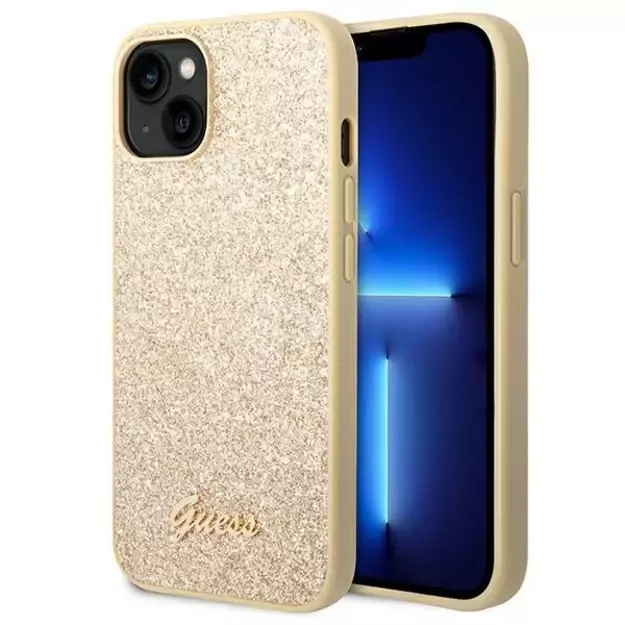 Guess GUHCP14MHGGSHD iPhone 14 Plus 6,7  złoty/gold hard case Glitter Script