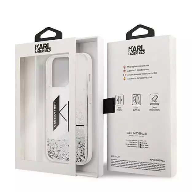Karl Lagerfeld KLHCP14LLBKLCS iPhone 14 Pro 6,1  srebrny/silver hardcase Liquid Glitter Big KL 14