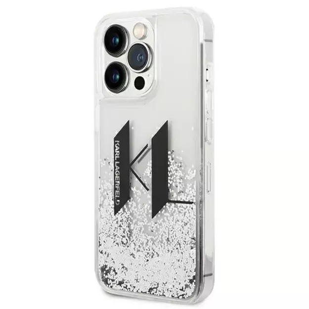 Karl Lagerfeld KLHCP14LLBKLCS iPhone 14 Pro 6,1  srebrny/silver hardcase Liquid Glitter Big KL 8