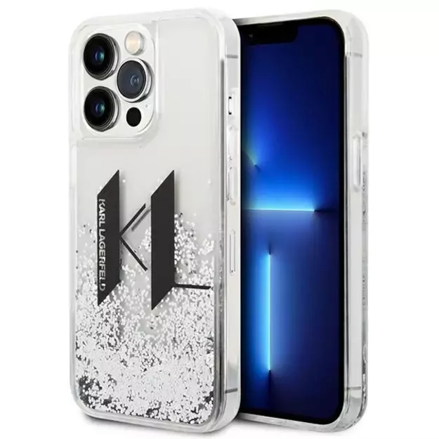 Karl Lagerfeld KLHCP14LLBKLCS iPhone 14 Pro 6,1  srebrny/silver hardcase Liquid Glitter Big KL