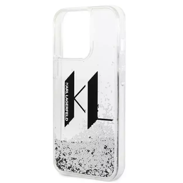 Karl Lagerfeld KLHCP14LLBKLCS iPhone 14 Pro 6,1  srebrny/silver hardcase Liquid Glitter Big KL 12
