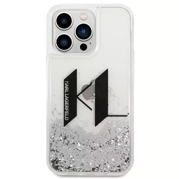 Karl Lagerfeld KLHCP14LLBKLCS iPhone 14 Pro 6,1  srebrny/silver hardcase Liquid Glitter Big KL 9