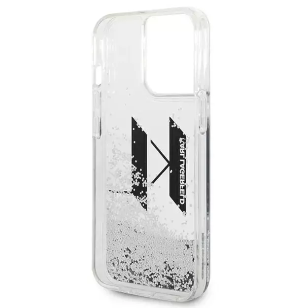 Karl Lagerfeld KLHCP14LLBKLCS iPhone 14 Pro 6,1  srebrny/silver hardcase Liquid Glitter Big KL 13