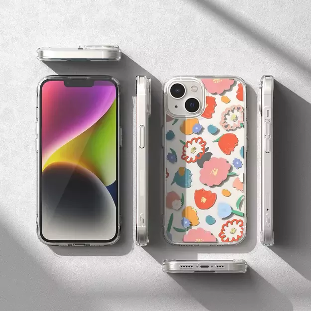 Ringke Fusion Design Armored Sleeve Cover with Gel Frame for iPhone 14 Plus transparent (Floral) (FD637E31) 21