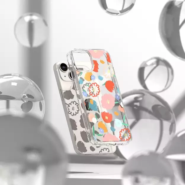Ringke Fusion Design Armored Sleeve Cover with Gel Frame for iPhone 14 Plus transparent (Floral) (FD637E31) 15