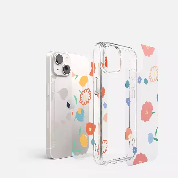 Ringke Fusion Design Armored Sleeve Cover with Gel Frame for iPhone 14 Plus transparent (Floral) (FD637E31) 17