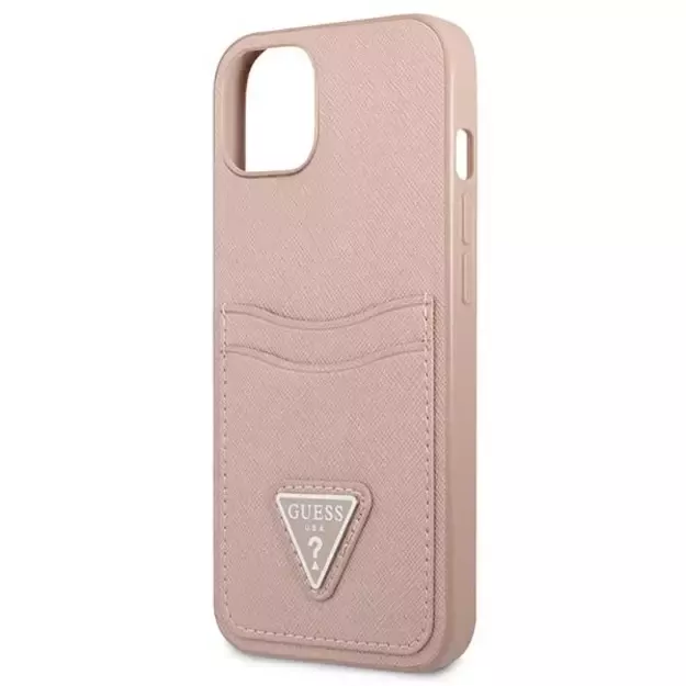 Guess GUHCP13SPSATPP iPhone 13 mini 5,4 &quot pink / pink hardcase SaffianoTriangle Logo Cardslot 9