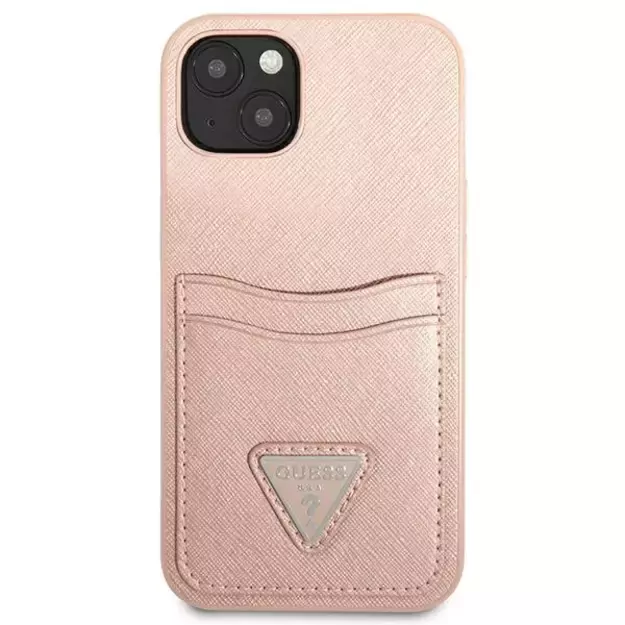 Guess GUHCP13SPSATPP iPhone 13 mini 5,4 &quot pink / pink hardcase SaffianoTriangle Logo Cardslot 6