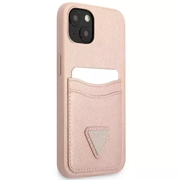 Guess GUHCP13SPSATPP iPhone 13 mini 5,4 &quot pink / pink hardcase SaffianoTriangle Logo Cardslot 7