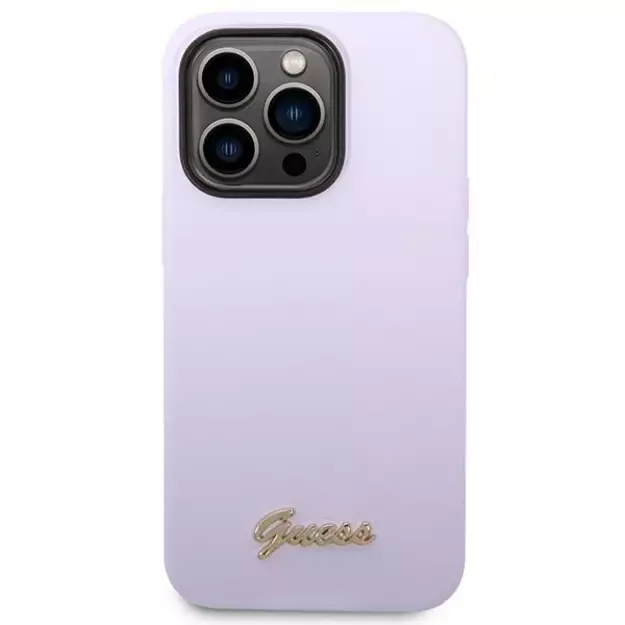 Guess GUHCP14LSLSMU iPhone 14 Pro 6.1&quot  purple/purple hard case Silicone Vintage Gold Logo 7