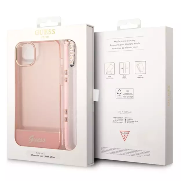Guess GUHCP14MHGCOHP iPhone 14 Plus 6.7&quot  pink/pink hardcase Translucent Pearl Strap 6