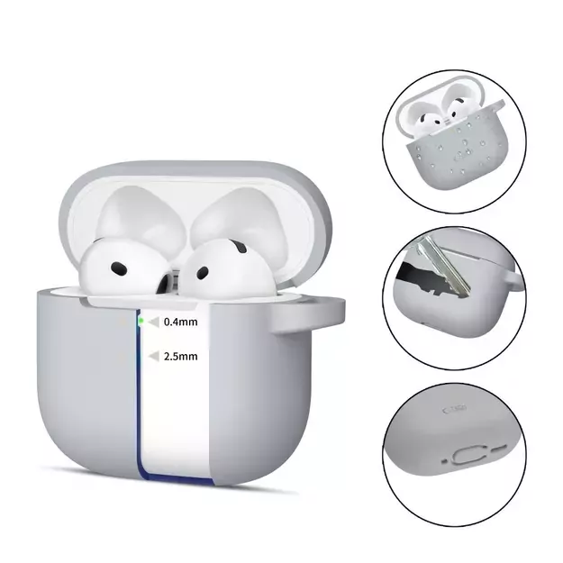 Tech-Protect Silicone Hook Case for AirPods 4 - Gray 6