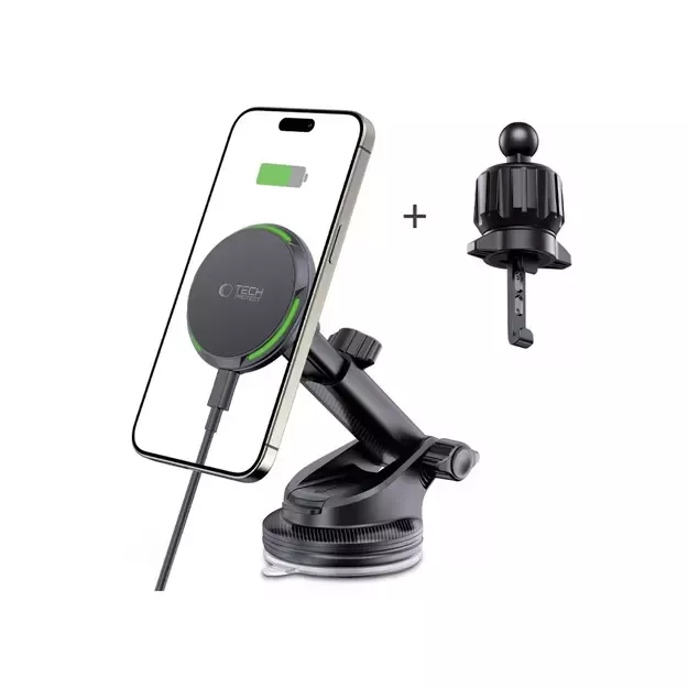 Tech-Protect MM15W-V7 QI2 Car Holder with Inductive Charger - Black 1