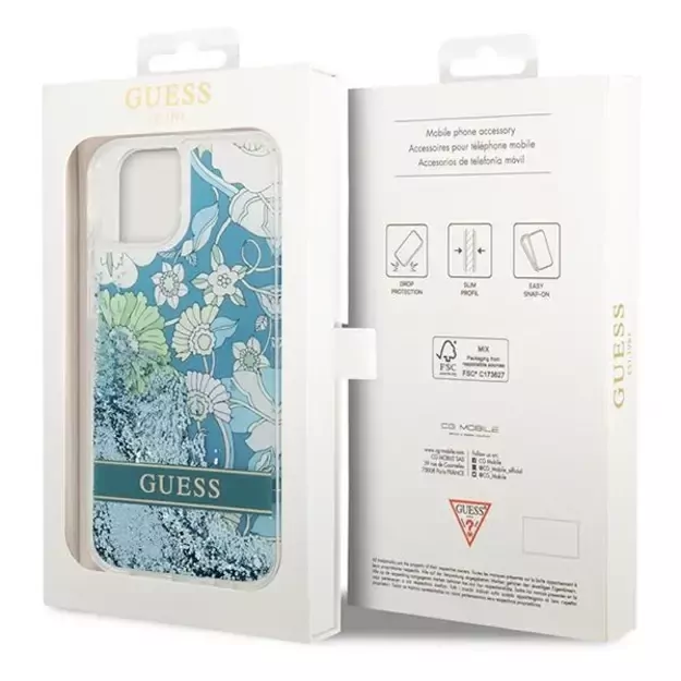 Guess GUHCP14MLFLSN iPhone 14 Plus 6.7 &quot green / green hardcase Flower Liquid Glitter 8