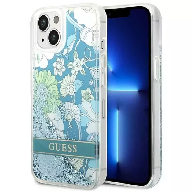 Guess GUHCP14MLFLSN iPhone 14 Plus 6.7 &quot green / green hardcase Flower Liquid Glitter