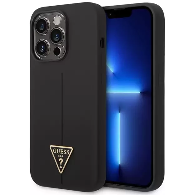 Guess GUHCP14XSLTGK iPhone 14 Pro Max 6.7&quot  black/black hardcase Silicone Triangle