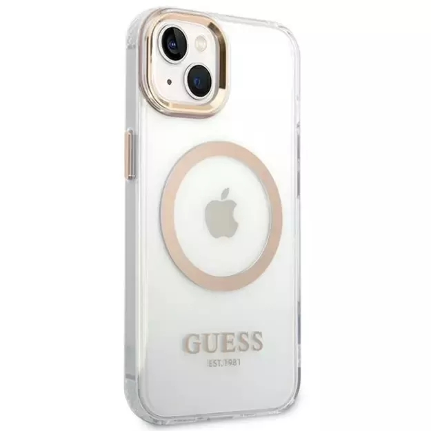 Guess GUHMP14MHTRMD iPhone 14 Plus 6.7 &quot gold / gold hard case Metal Outline Magsafe 3