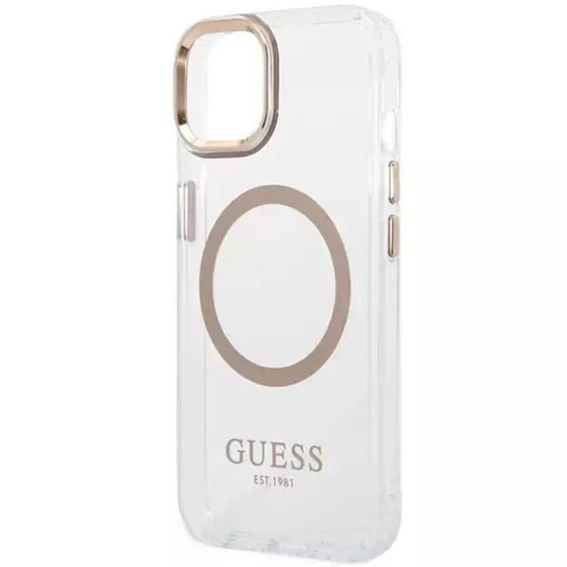 Guess GUHMP14MHTRMD iPhone 14 Plus 6.7 &quot gold / gold hard case Metal Outline Magsafe 5