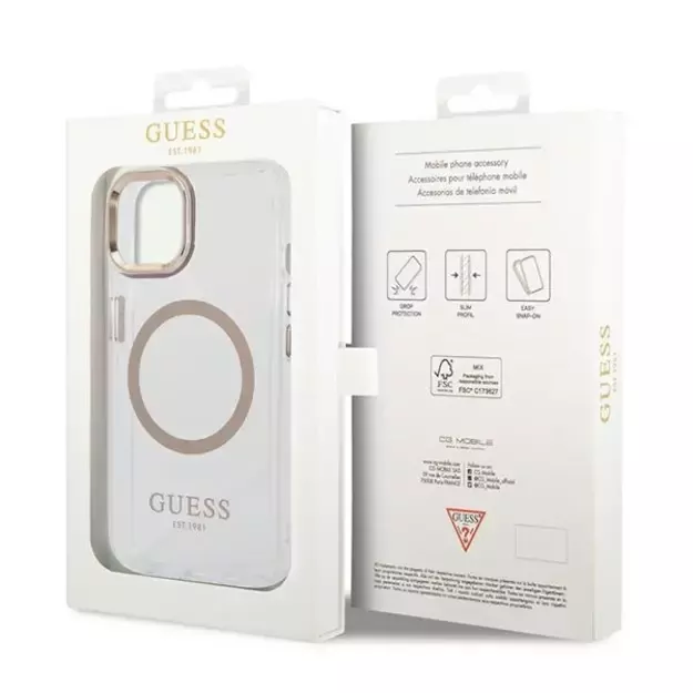 Guess GUHMP14MHTRMD iPhone 14 Plus 6.7 &quot gold / gold hard case Metal Outline Magsafe 7
