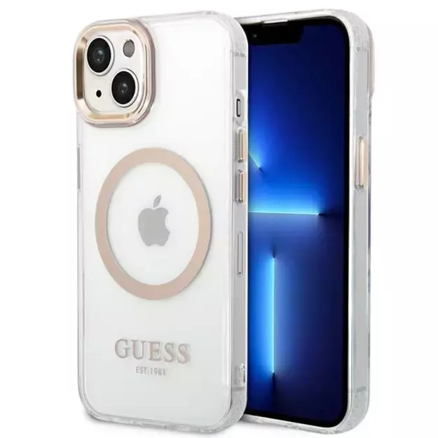 Guess GUHMP14MHTRMD iPhone 14 Plus 6.7 &quot gold / gold hard case Metal Outline Magsafe