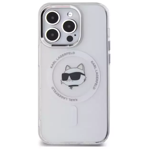 Karl Lagerfeld IML Metal Choupette Head MagSafe iPhone 14 Pro Case - White 2