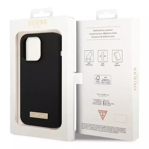 Guess GUHMP14XSBPLK iPhone 14 Pro Max 6.7  black/black hard case Silicone Logo Plate MagSafe 7