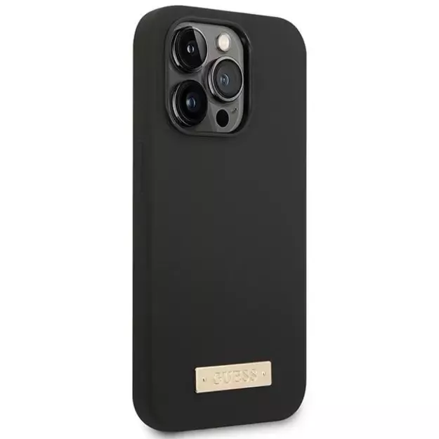 Guess GUHMP14XSBPLK iPhone 14 Pro Max 6.7  black/black hard case Silicone Logo Plate MagSafe 3