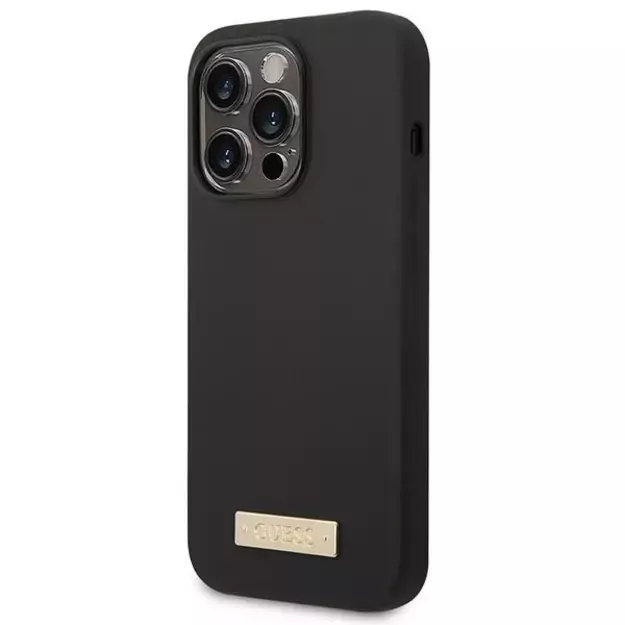 Guess GUHMP14XSBPLK iPhone 14 Pro Max 6.7  black/black hard case Silicone Logo Plate MagSafe 1