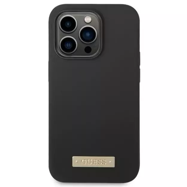 Guess GUHMP14XSBPLK iPhone 14 Pro Max 6.7  black/black hard case Silicone Logo Plate MagSafe 2