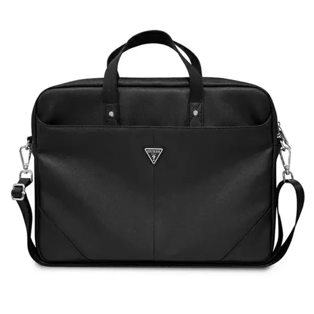 Guess Saffiano Triangle Logo bag for a 16&#39 &#39  laptop - black