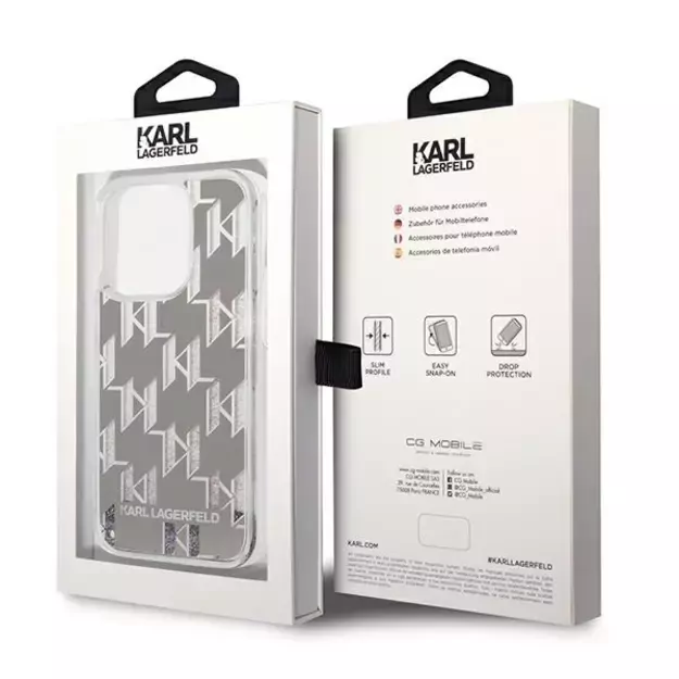 Karl Lagerfeld KLHCP14LLMNMS iPhone 14 Pro 6.1 &quot hardcase silver / silver Liquid Glitter Monogram 7