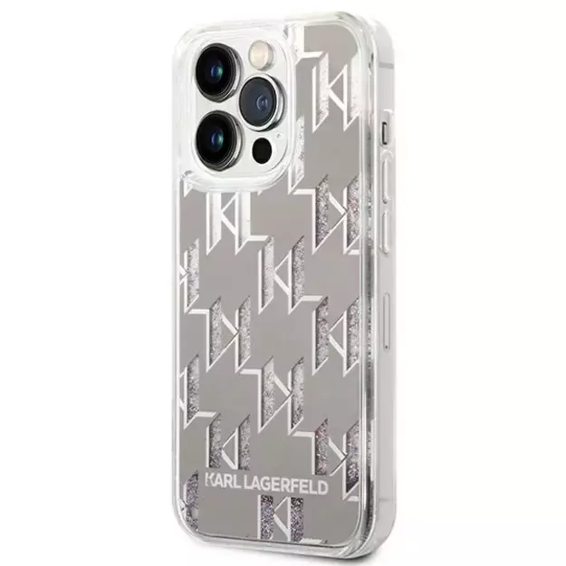 Karl Lagerfeld KLHCP14LLMNMS iPhone 14 Pro 6.1 &quot hardcase silver / silver Liquid Glitter Monogram 1
