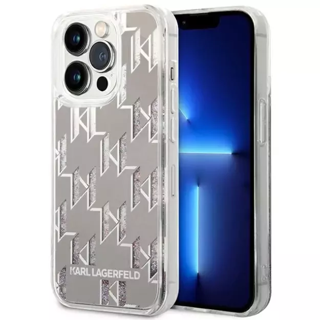 Karl Lagerfeld KLHCP14LLMNMS iPhone 14 Pro 6.1 &quot hardcase silver / silver Liquid Glitter Monogram