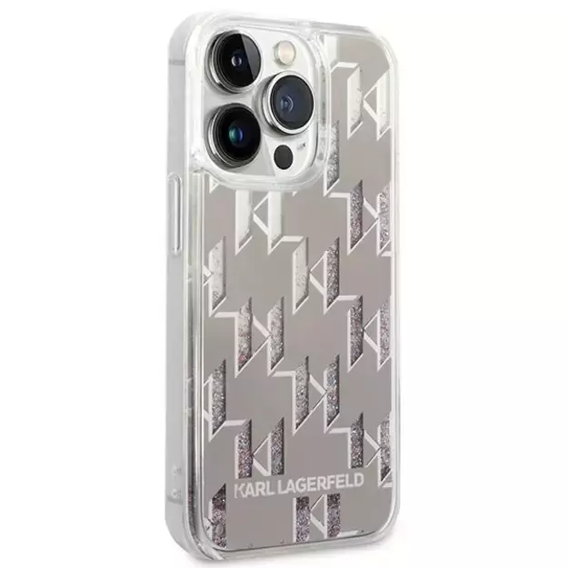 Karl Lagerfeld KLHCP14LLMNMS iPhone 14 Pro 6.1 &quot hardcase silver / silver Liquid Glitter Monogram 3