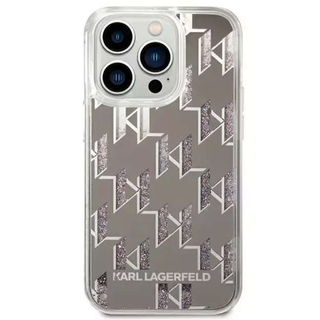 Karl Lagerfeld KLHCP14LLMNMS iPhone 14 Pro 6.1 &quot hardcase silver / silver Liquid Glitter Monogram 2