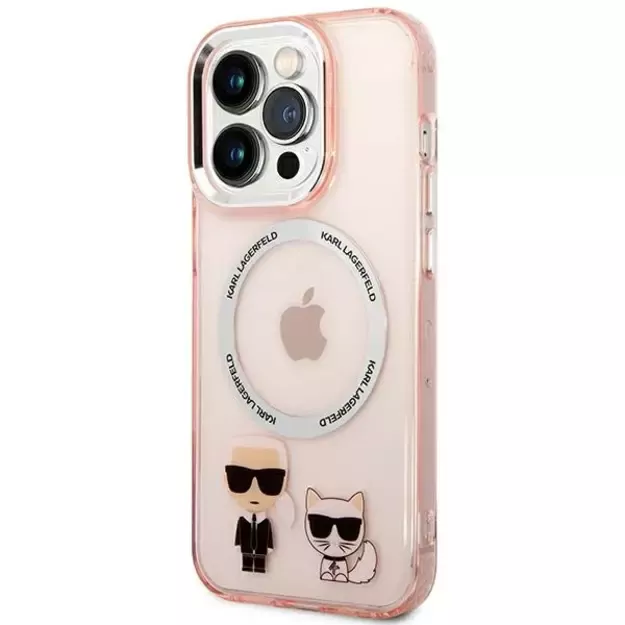 Karl Lagerfeld KLHMP14XHKCP iPhone 14 Pro Max 6.7 &quot hardcase pink / pink Karl &amp  Choupette Aluminum Magsafe 1
