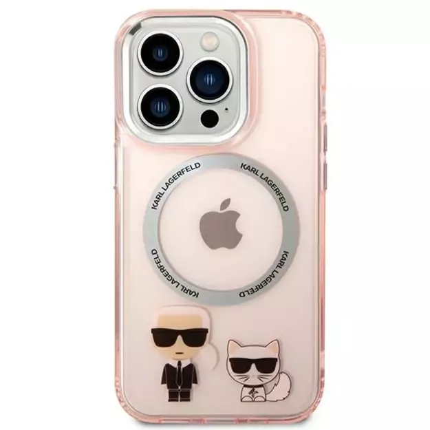 Karl Lagerfeld KLHMP14XHKCP iPhone 14 Pro Max 6.7 &quot hardcase pink / pink Karl &amp  Choupette Aluminum Magsafe 2
