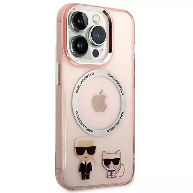 Karl Lagerfeld KLHMP14XHKCP iPhone 14 Pro Max 6.7 &quot hardcase pink / pink Karl &amp  Choupette Aluminum Magsafe 3