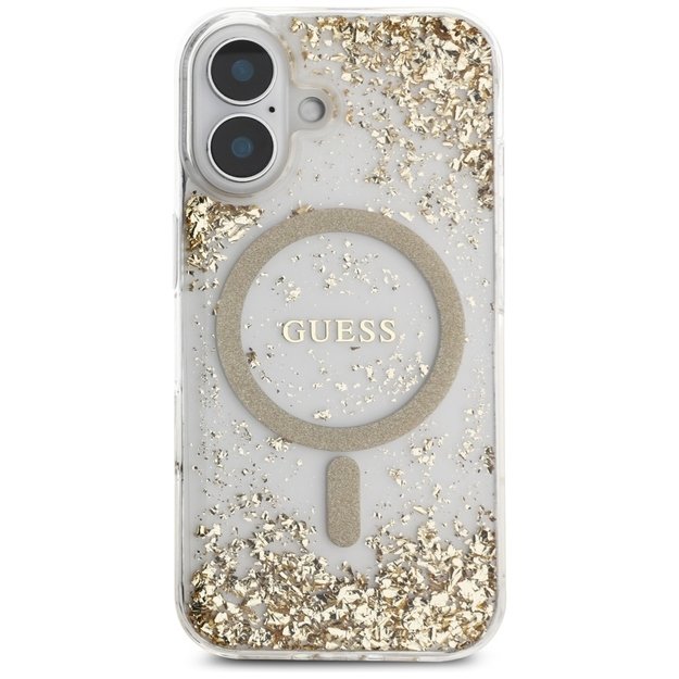 Guess HC Resin Bottom Glitter MagSafe case for iPhone 16 - gold 2