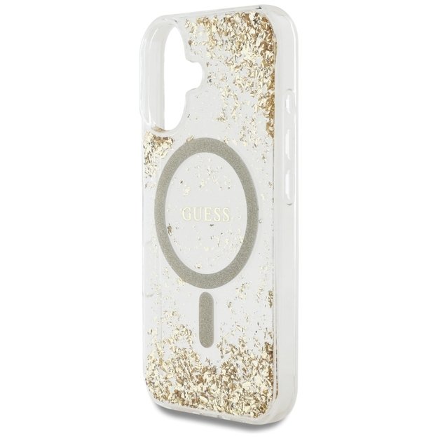 Guess HC Resin Bottom Glitter MagSafe case for iPhone 16 - gold 5