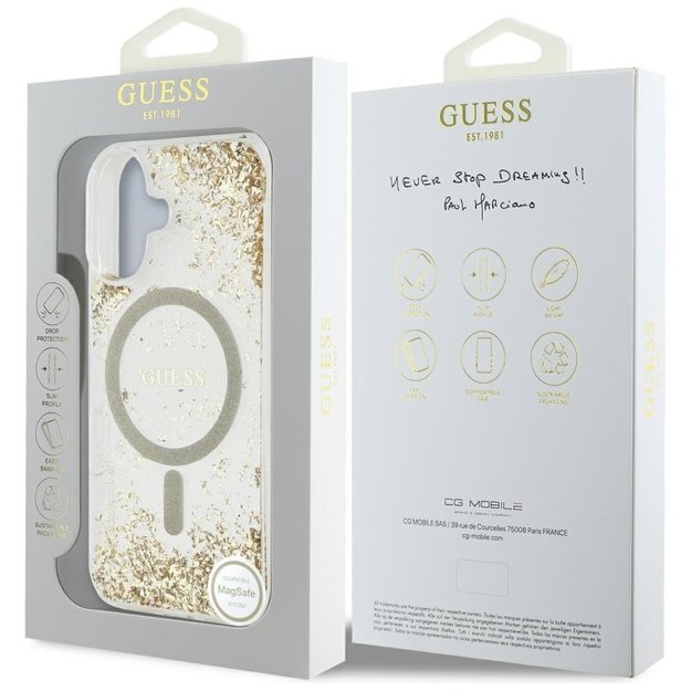 Guess HC Resin Bottom Glitter MagSafe case for iPhone 16 - gold 7