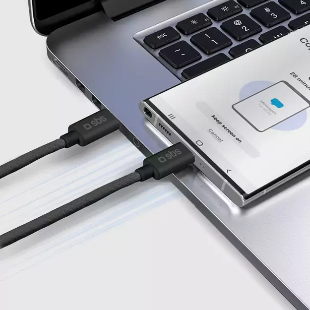 SBS TECABLETISSUETCK USB-C - USB-C 1.5m 60W braided cable - black 14