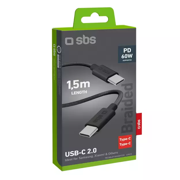 SBS TECABLETISSUETCK USB-C - USB-C 1.5m 60W braided cable - black 10
