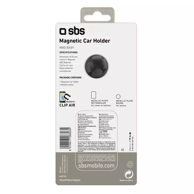 SBS TESUPPEASYMAGK smartphone holder magnetic, for air vent - black 4