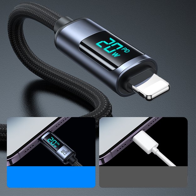 Joyroom Prism Series A16 Lightning / USB-C PD 20W 1.2m cable - black 3