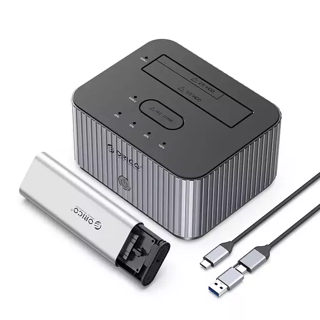 Orico IT28E-C 2-Disk Docking Station with M.2 NVME 2.5&quot /3.5 HDD/2.5&quot  SSD Clone Function - Gray