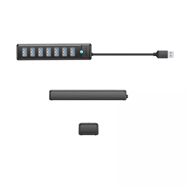 Orico PW7U-U3 hub 7x USB-A 3.0 + USB-C 5V/3A 1m - black 1