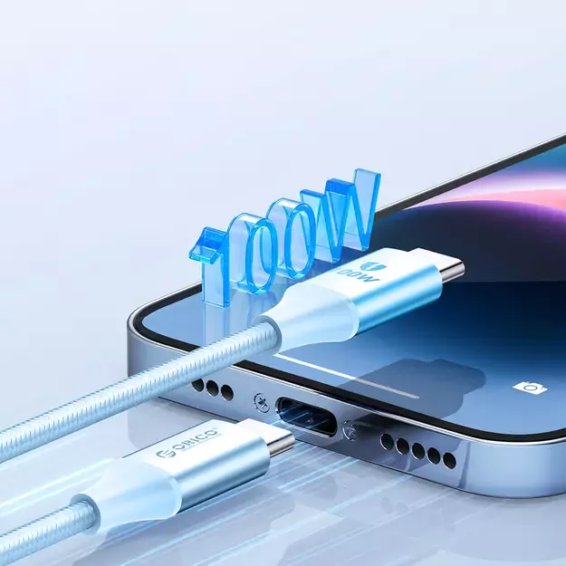 Orico CDX 100W 5A Power Delivery USB-C - USB-C cable 1m - blue 2