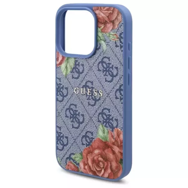 Guess 4G Flowers Print MagSafe case for iPhone 16 Pro Max - blue 5