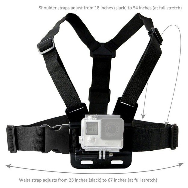 Adjustable harness for a sports camera with a rotating tripod and a phone stand 4